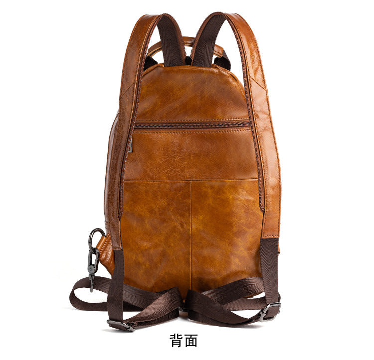 Genuine Cow Leather Man Backpack Shoulders Bag