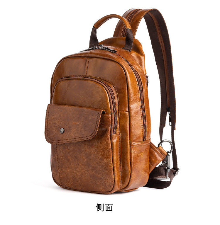 Genuine Cow Leather Man Backpack Shoulders Bag