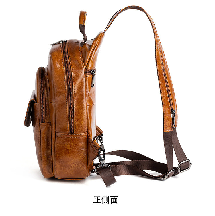 Genuine Cow Leather Man Backpack Shoulders Bag