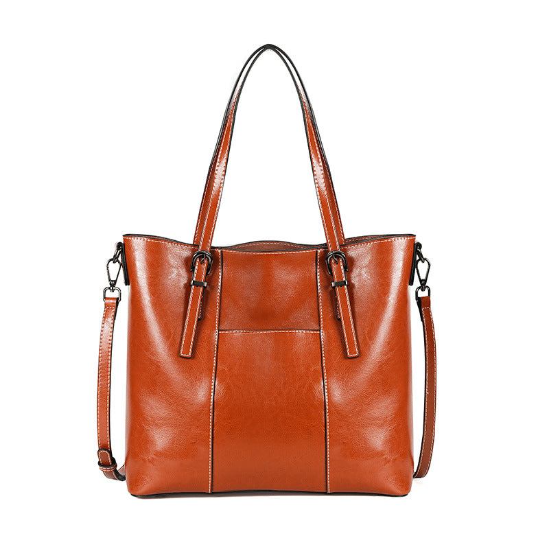 Cow Leather Women Tote Bag Big Capacity Shoulder Bag