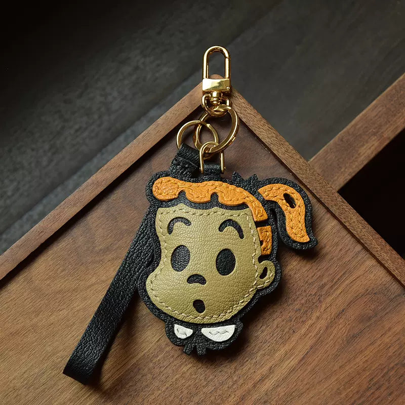 Cartoon Girl Bag Pendant Sheep Leather Keychain