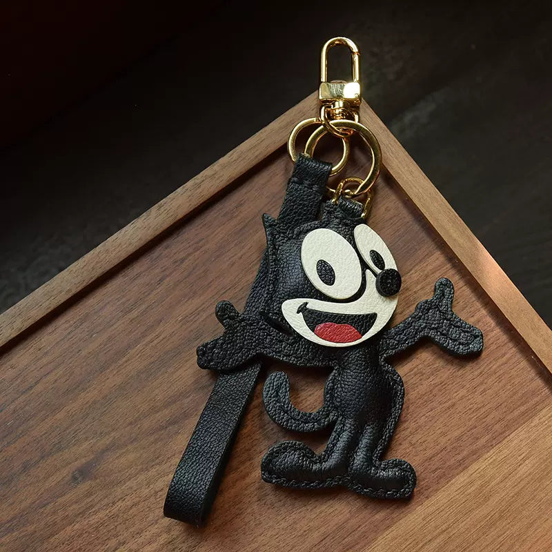 Sheepskin Black Cat Bag Pendant Keychain