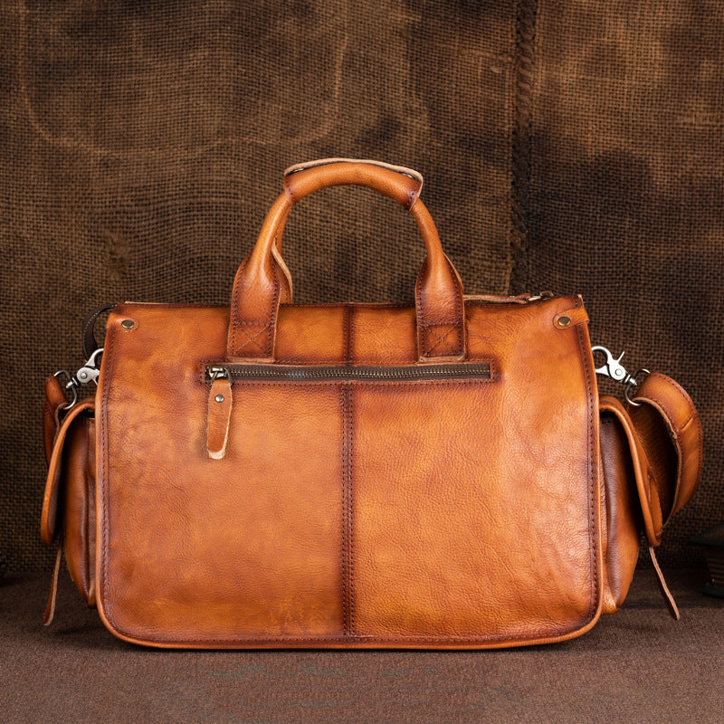 Vintage Cow Leather Man Shoulder Bag Travel Messenger Bags