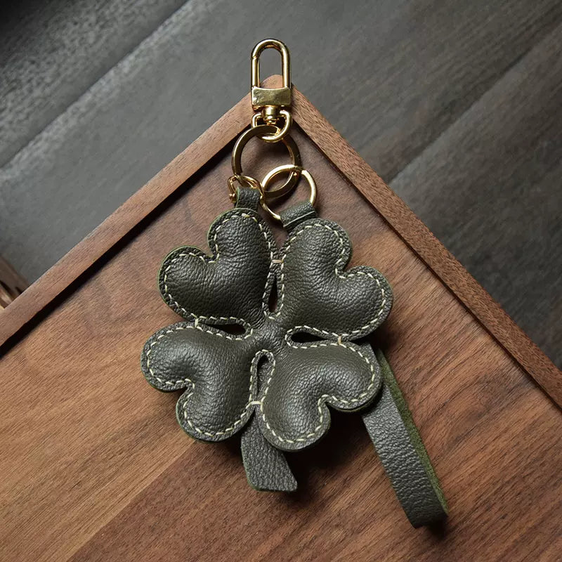 Clover Bag Charm Pendant Sheep Leather Keychain