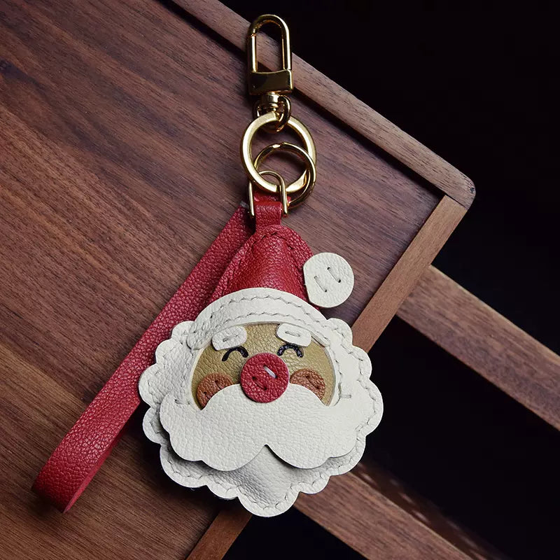 Santa Claus Christmas Tree Bag Pendant Sheepskin Keychain