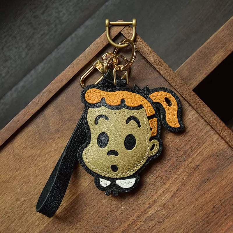 Cartoon Girl Bag Pendant Sheep Leather Keychain