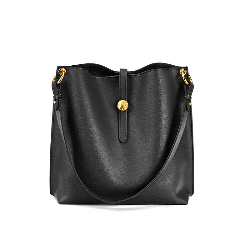 Women Tote Bag Cow Leather Buckle Shoulder Bag