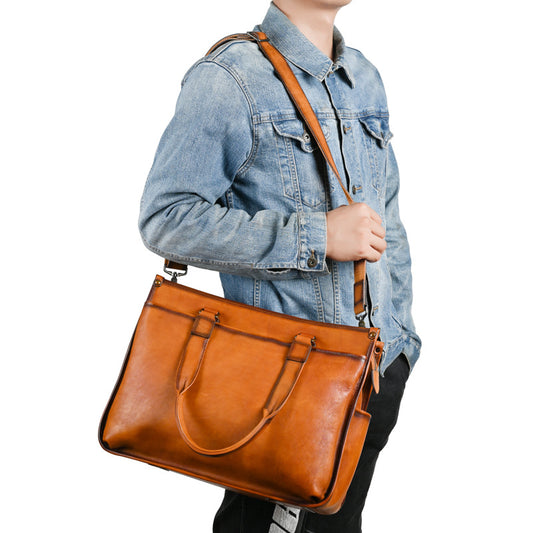 Porte-documents en cuir vintage pour homme, sac à bandoulière, sac à main