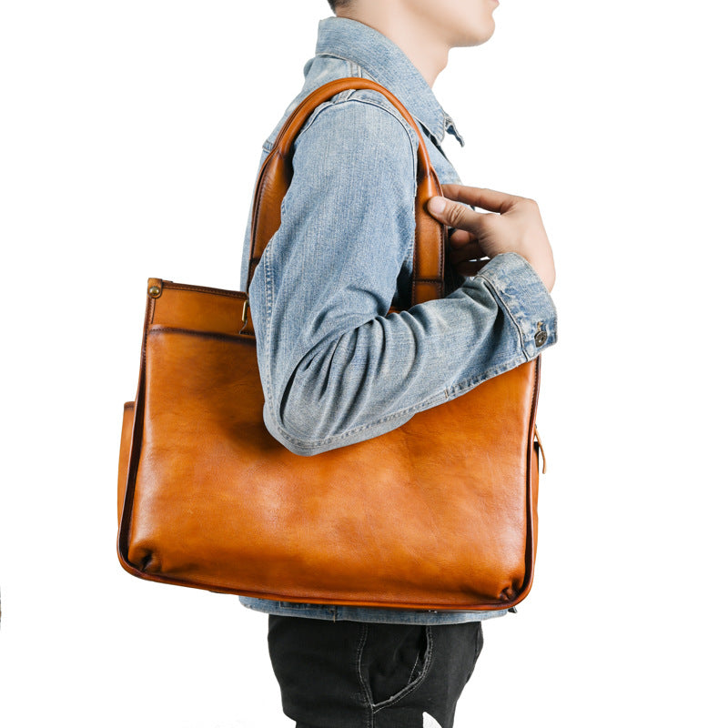 Porte-documents en cuir vintage pour homme, sac à bandoulière, sac à main