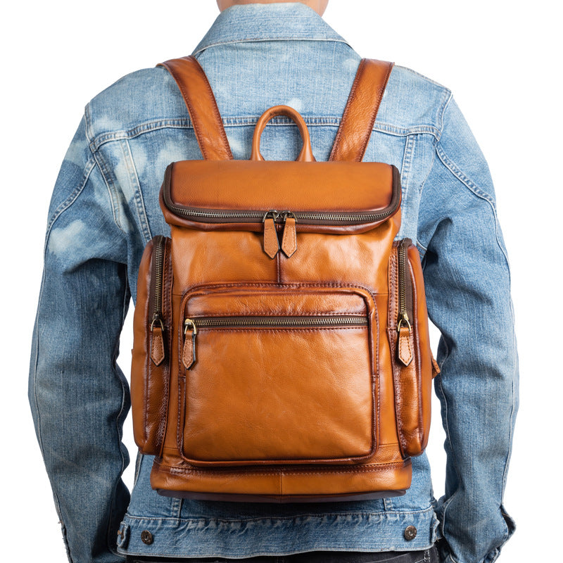 Vintage Cow Leather Big Capacity Backpack Travel Bags