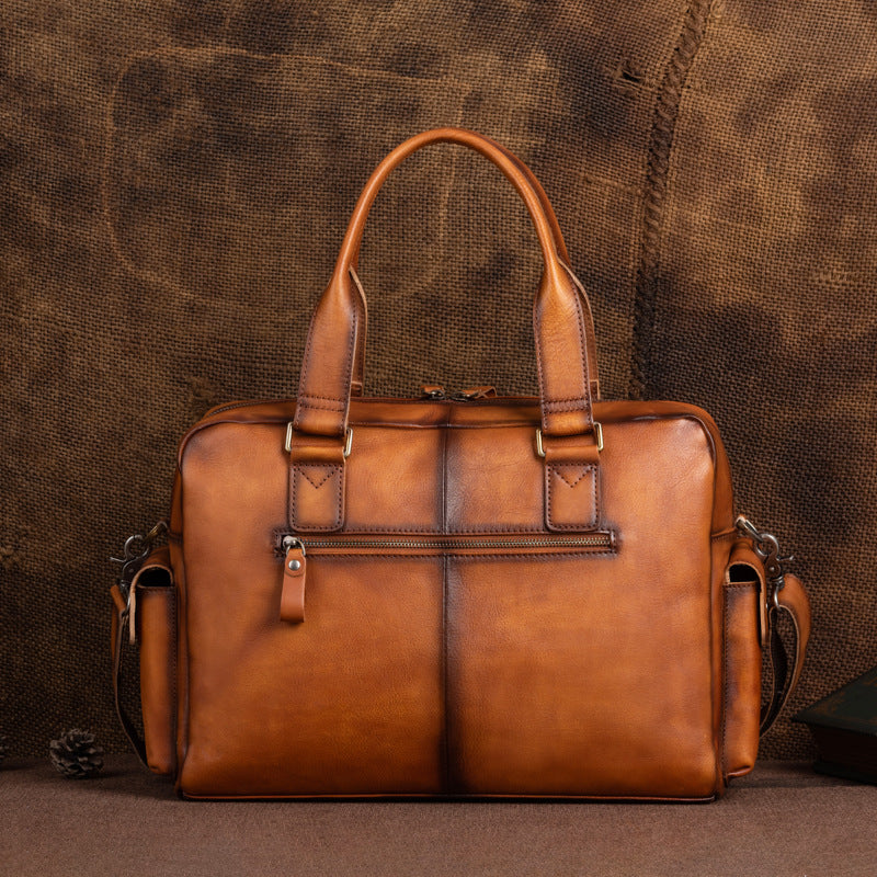 Sac à main vintage en cuir de vache pour homme, sac à bandoulière de grande capacité