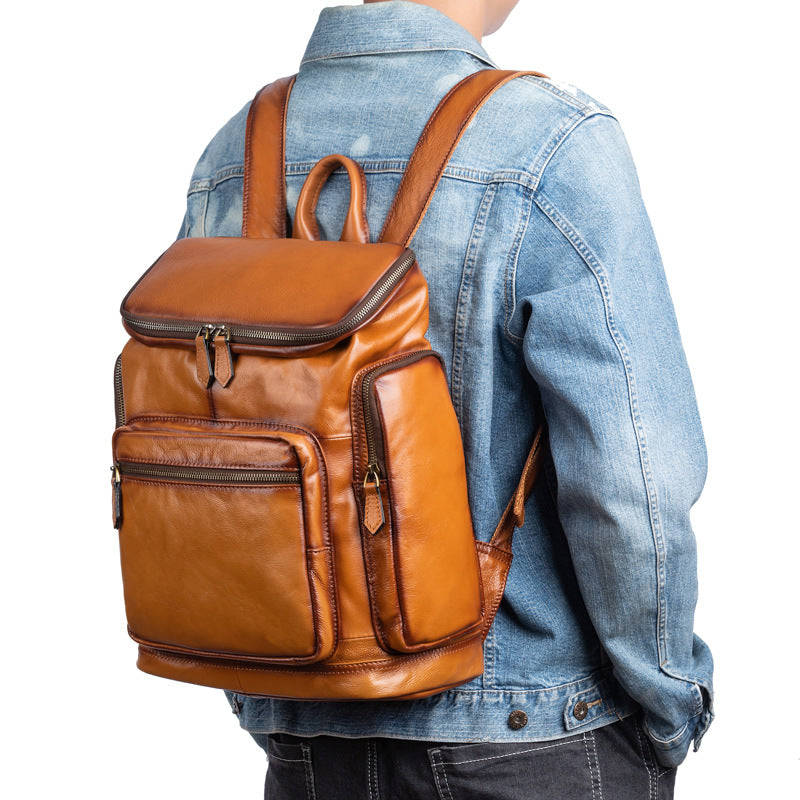 Vintage Cow Leather Big Capacity Backpack Travel Bags