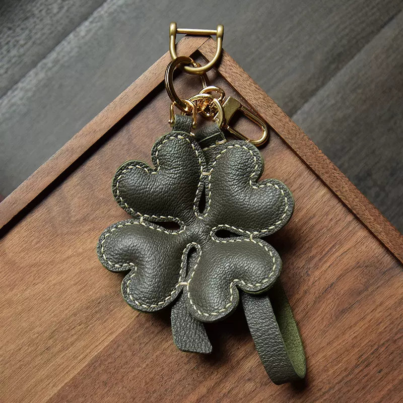 Clover Bag Charm Pendant Sheep Leather Keychain