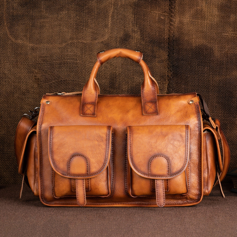 Vintage Cow Leather Man Shoulder Bag Travel Messenger Bags