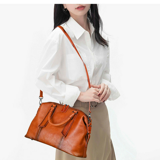 Vintage Women Handbag Cow Leather Big Capacity Shoulder Bag