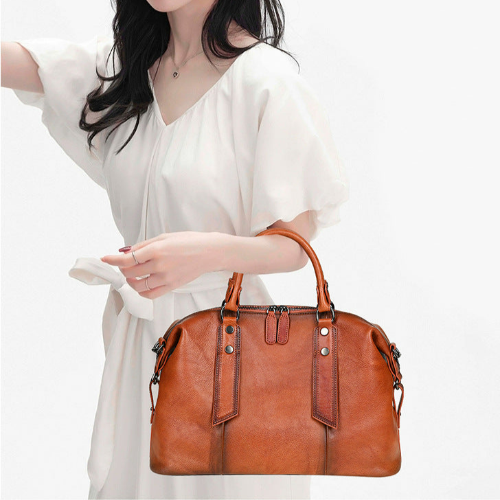 Vintage Women Handbag Cow Leather Big Capacity Shoulder Bag