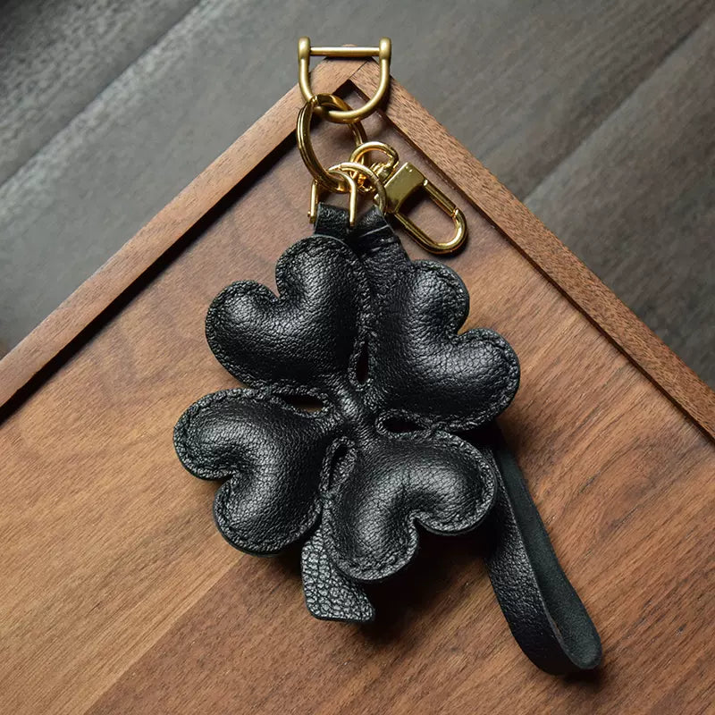 Clover Bag Charm Pendant Sheep Leather Keychain