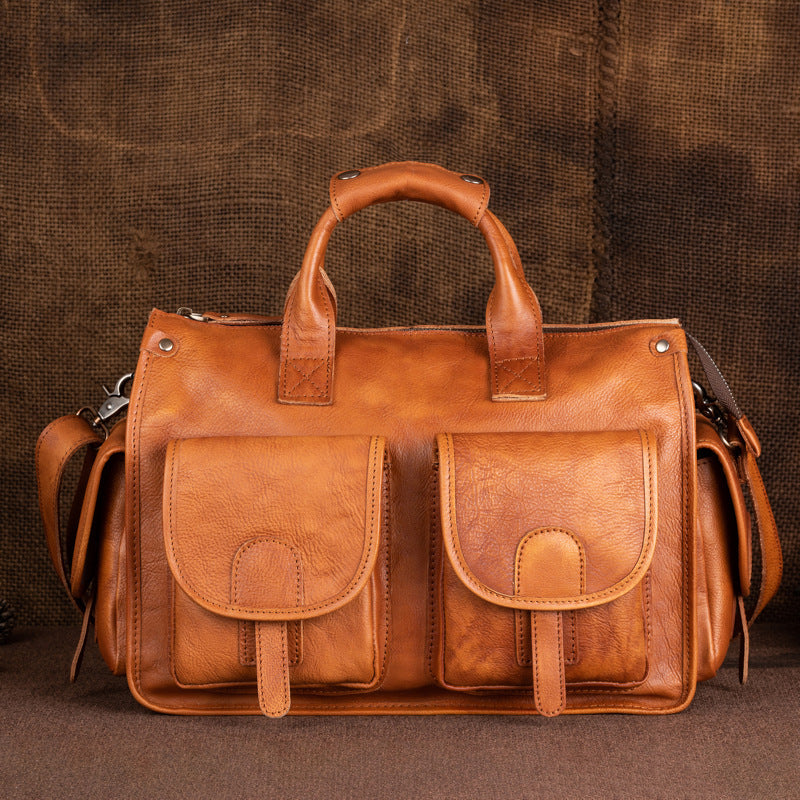 Vintage Cow Leather Man Shoulder Bag Travel Messenger Bags