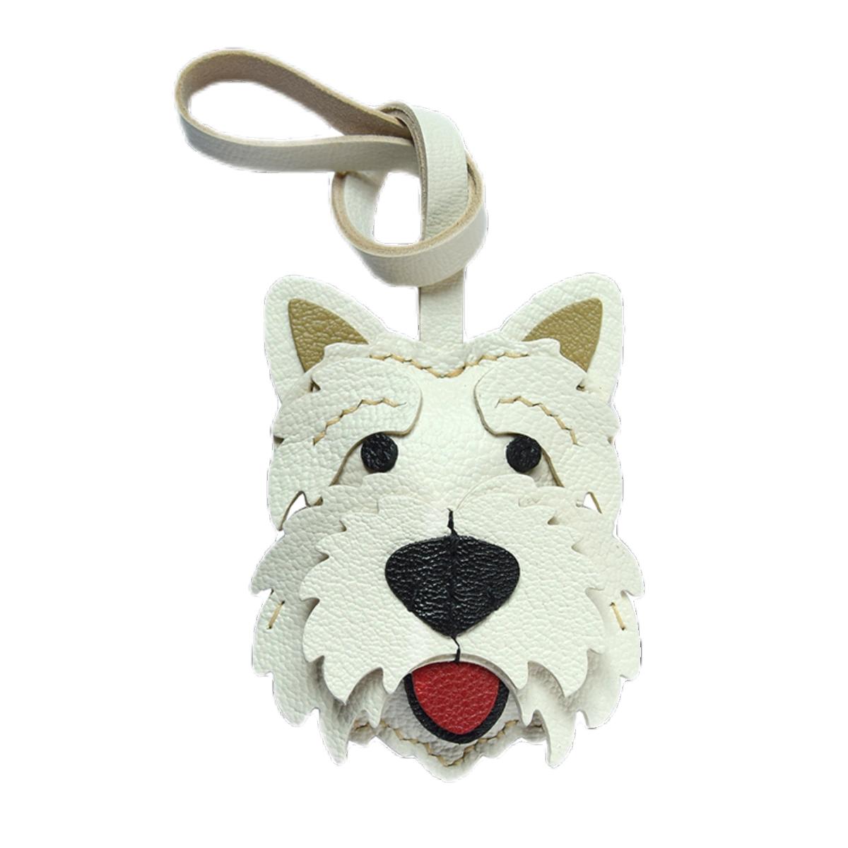 Cute Dog Bag Pendant Sheep Leather Keychain