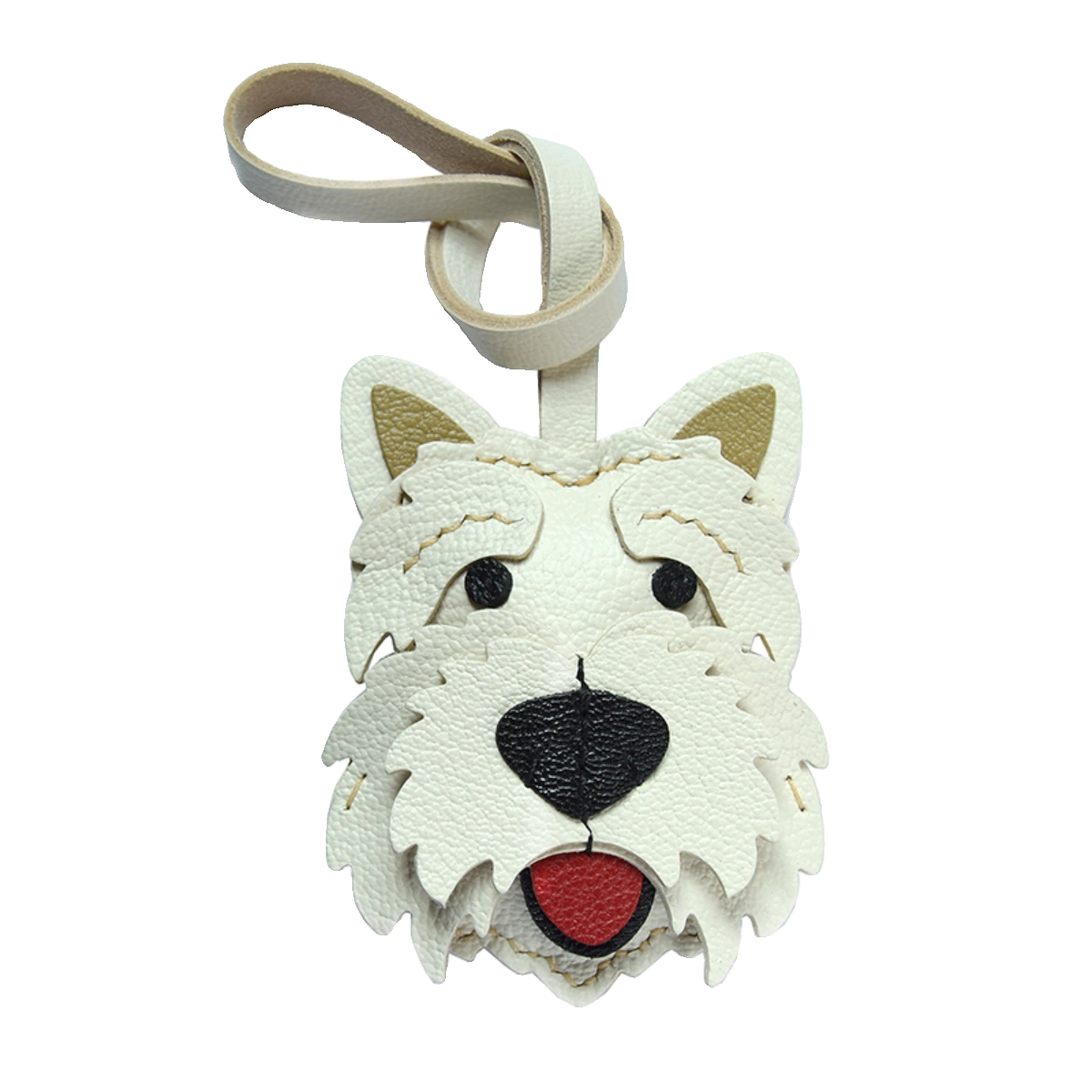 Cute Dog Bag Pendant Sheep Leather Keychain