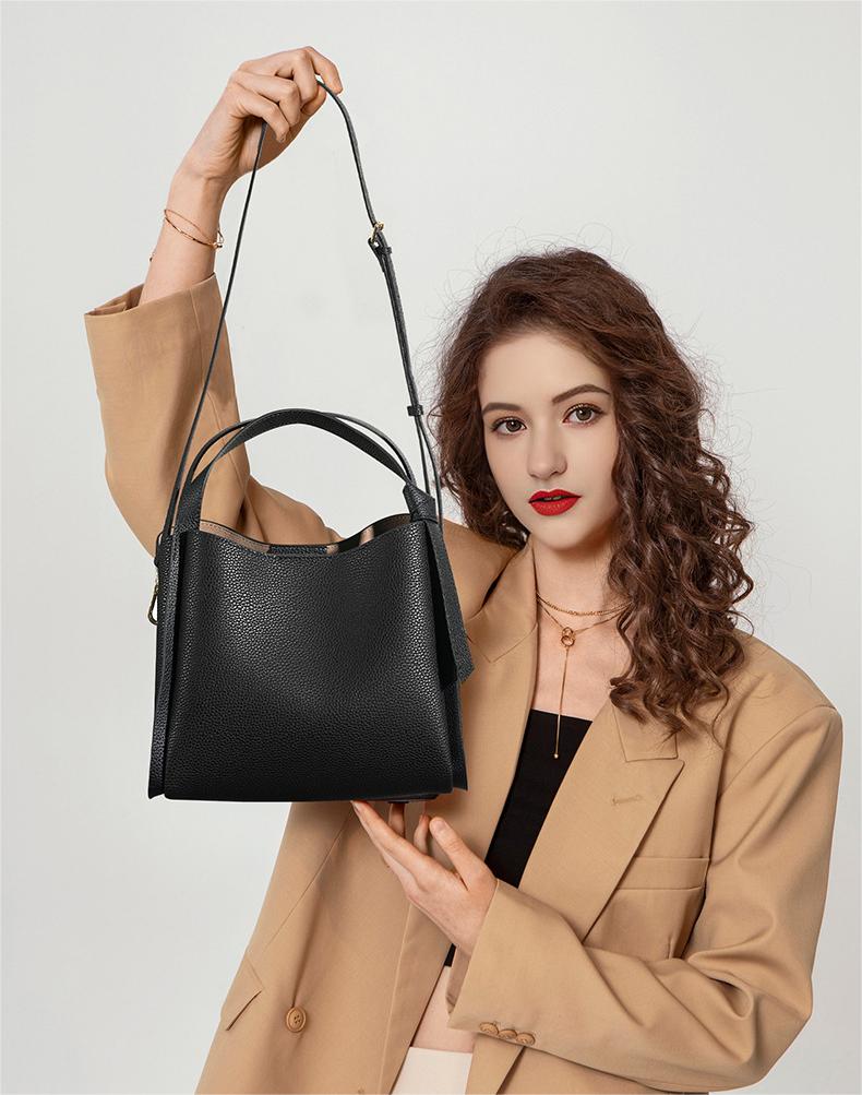 Cow Leather Women Basket Bag Cow Leather Handbag Shoulder Bag