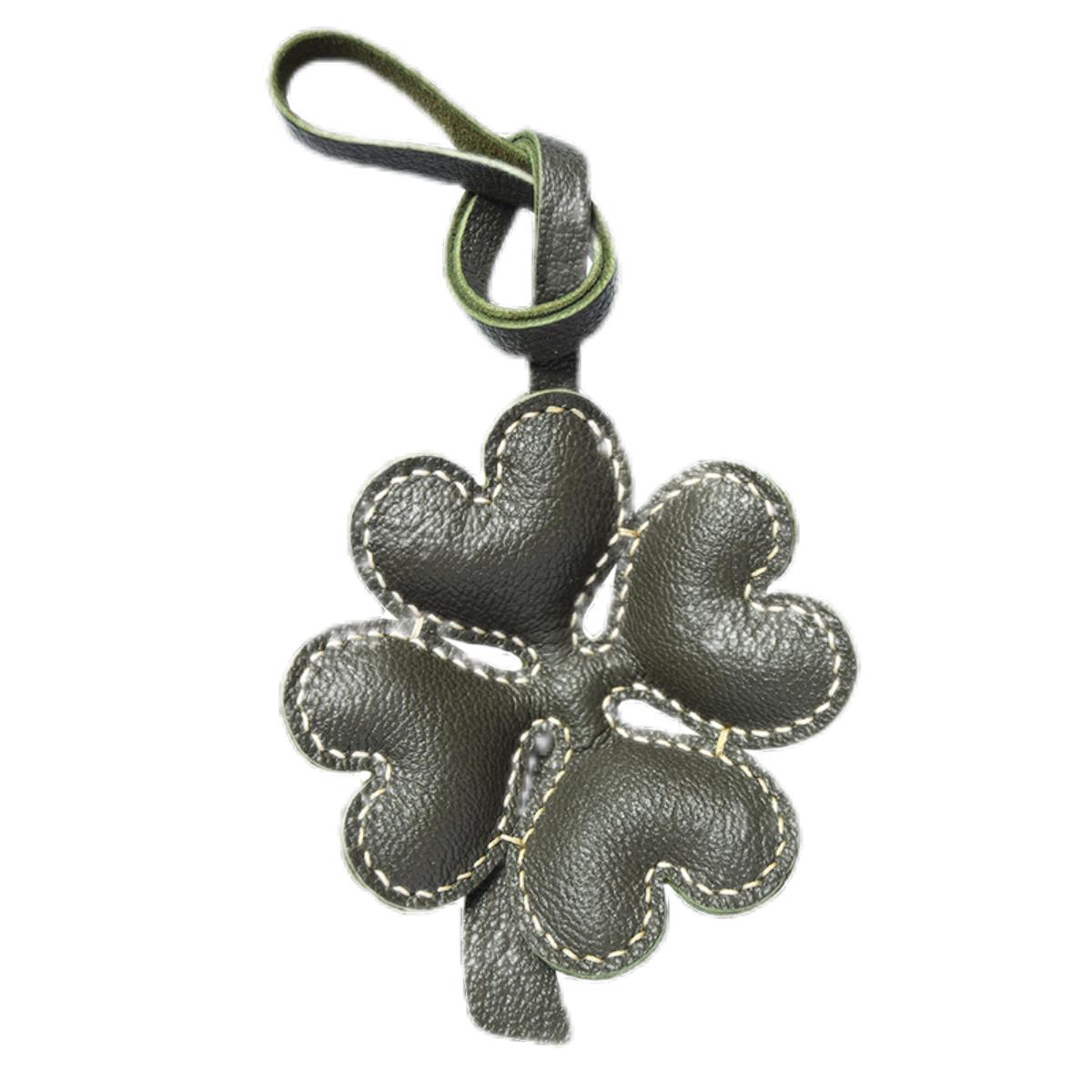 Clover Bag Charm Pendant Sheep Leather Keychain