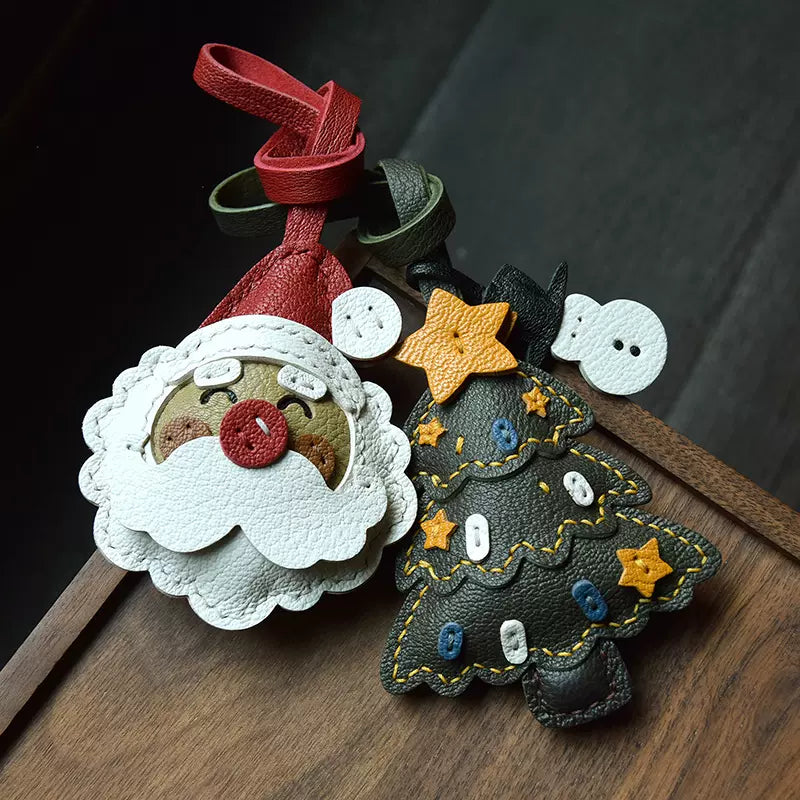 Santa Claus Christmas Tree Bag Pendant Sheepskin Keychain