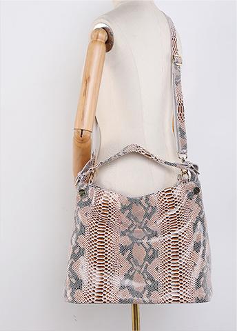 Cow Leather Snake Texture Women Tote Bag Shoulder Bag Crossbody Handbag