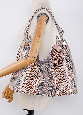 Cow Leather Snake Texture Women Tote Bag Shoulder Bag Crossbody Handbag