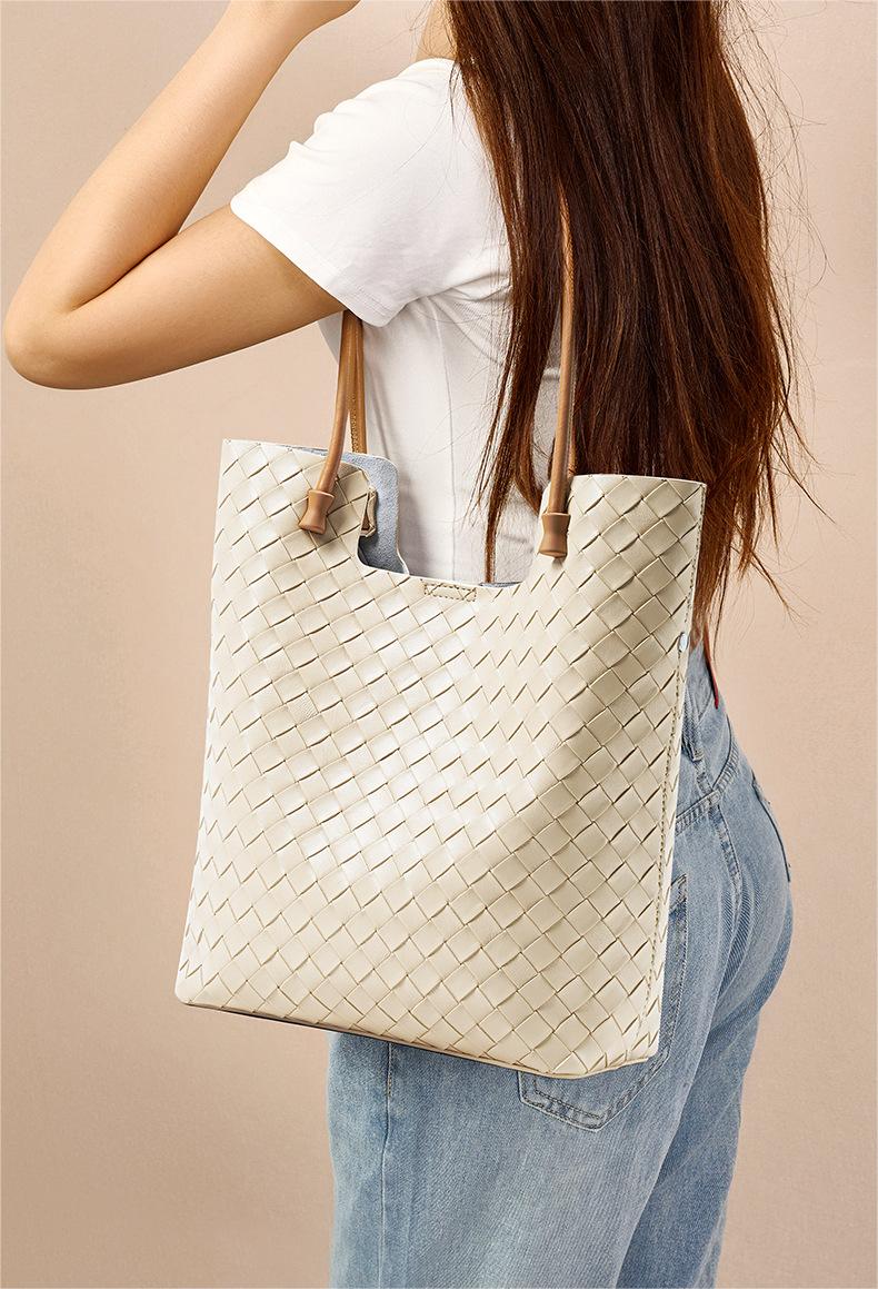 Cow Leather Woving Tote Bag Women Shoulder Bag