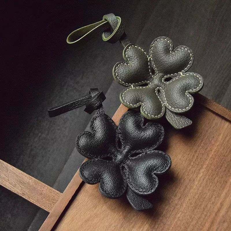 Clover Bag Charm Pendant Sheep Leather Keychain