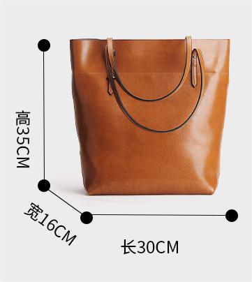 Cow Leather Barrel Bag Big Capacity Women Shoulder Bag