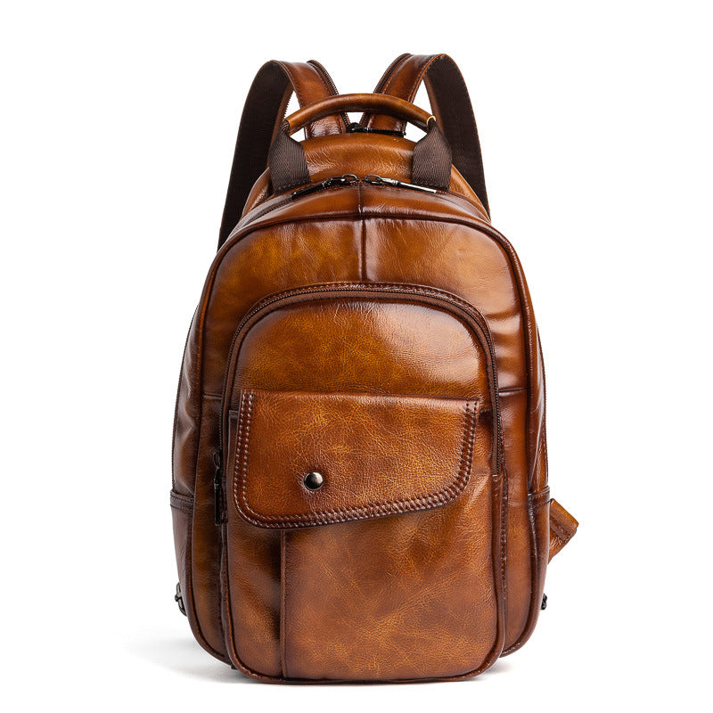 Genuine Cow Leather Man Backpack Shoulders Bag