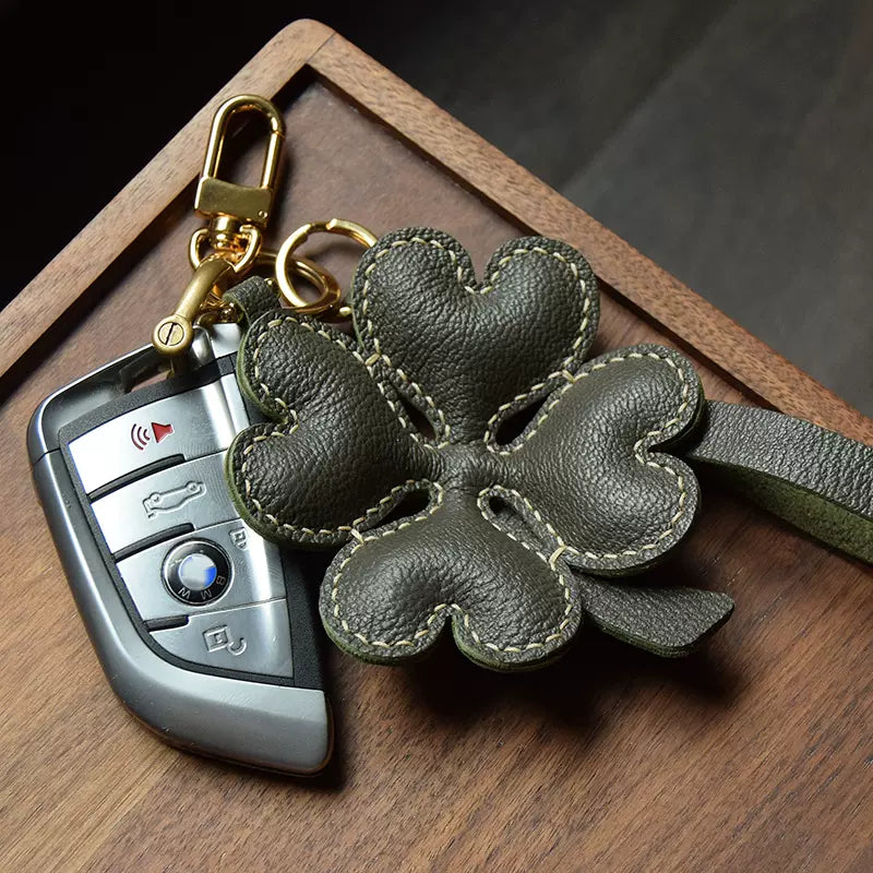 Clover Bag Charm Pendant Sheep Leather Keychain